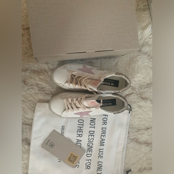 Golden Goose Hi Star Sneaker White, Antique Pink, Cinder, NIB Auth - Picture 5 of 10